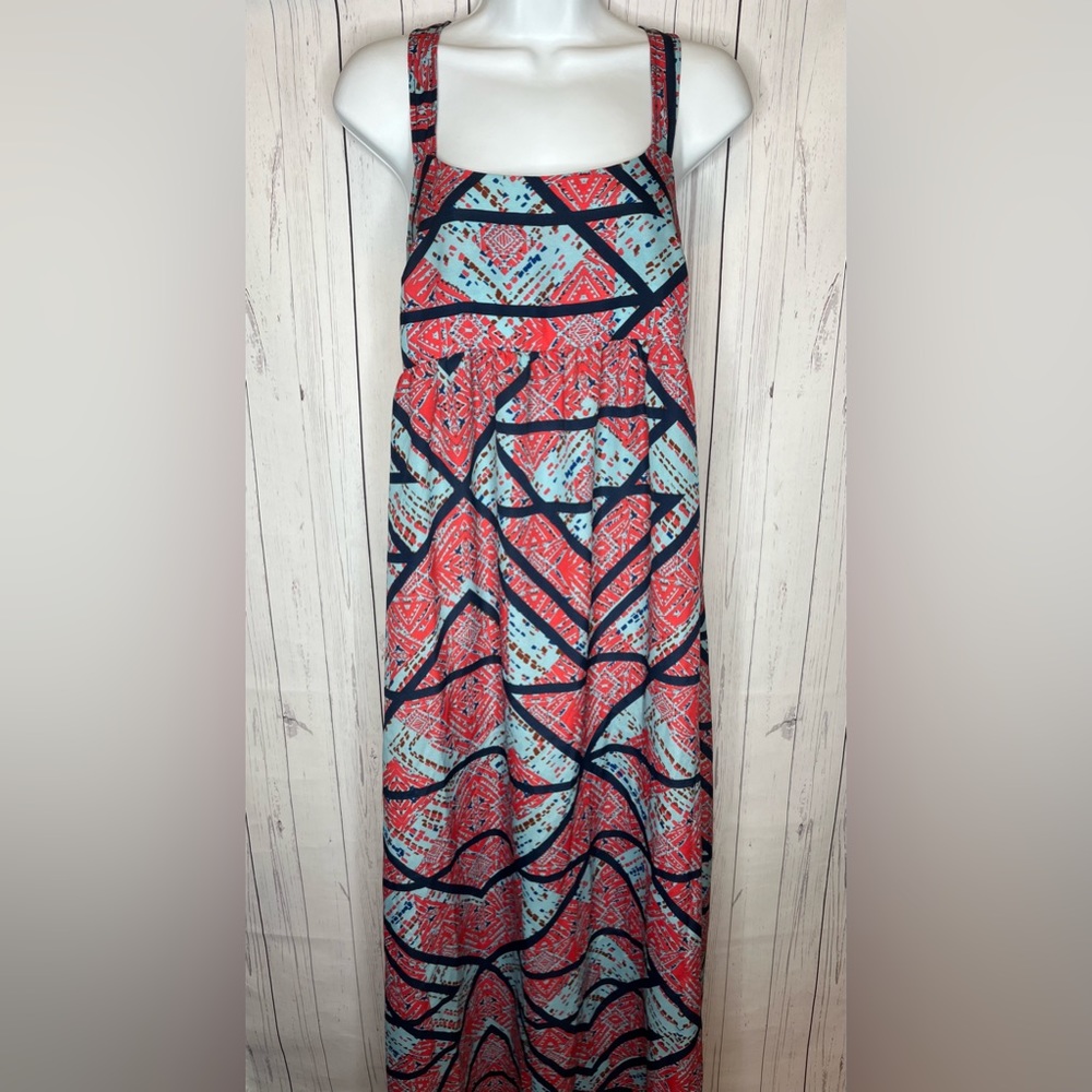 Love Fire Womens Size Large Red Blue Maxi Dress Size Large Sleeveless Racerback